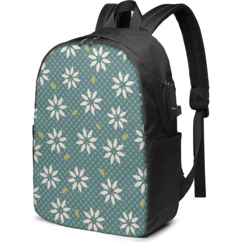 2021 New Laptop USB Backpack Edelweiss Flower Summer Daisy School Bag Bookbag Men Women Travel Daypack Leisure Backpack