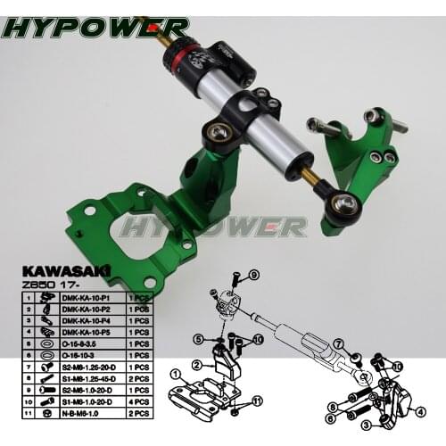 Motorcycle for Kawasaki Z650 Z 650 2017-2019 Stabilizer Steering Damper Mount Bracket Support Kit Complete Damper Mounting Kit