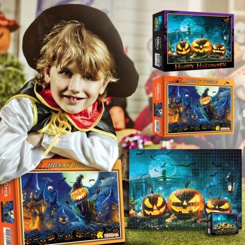 1000 Piece Jigsaw Puzzle for Adults Haunted Haven Halloween Jack Jigsaw by Artist Haunted House Halloween Trick or Treat Jigsaw
