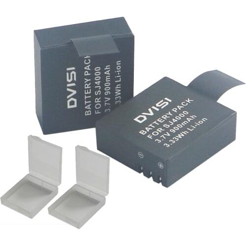 DVISI 2Pcs 3.7V 900mAh Rechargable Li-ion Battery + Storage Box For SJ4000 WiFi SJ5000 WiFi M10 SJ5000x Elite Action Camera