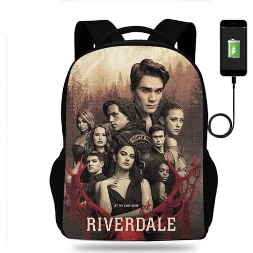 Hot Riverdale Backpack Women Men School Bag Children Teenager USB Charging Daily Travel Backpack Schoolbags Mochilas