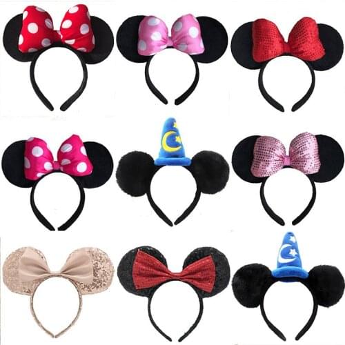 Disney cute show party headband Mickey Minnie headband bow DY black ear headband Christmas hair accessories