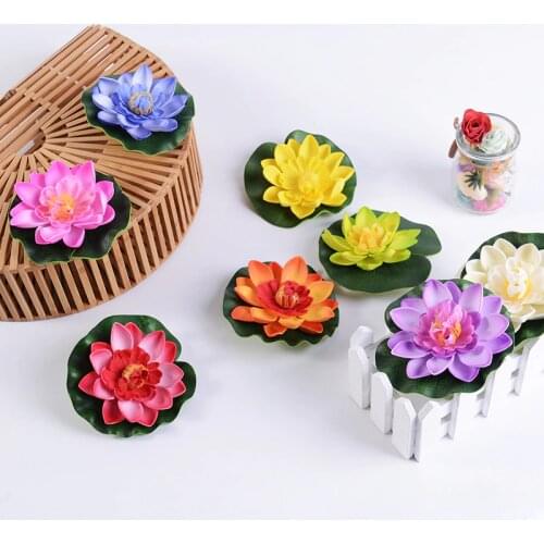 1pcs 10-30 Cm Real Touch Artificial Lotus Foam Flowers White Water Lily Floating Pool Plants For Wedding Garden EVA Decoration
