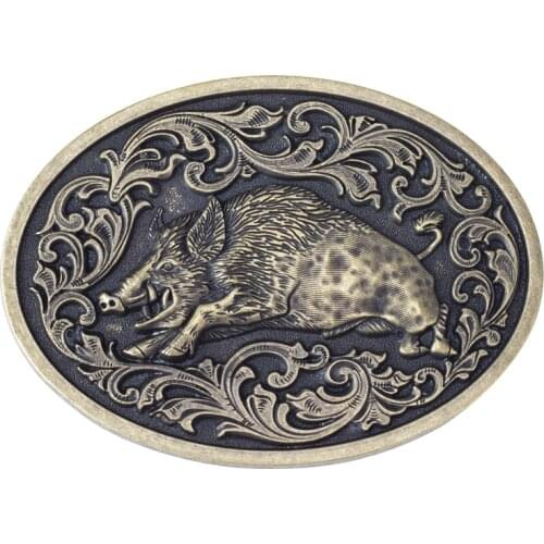 YonbaoDY Wild boar belt Buckle 3.8cm width waistband DIY Jungle hunting scene