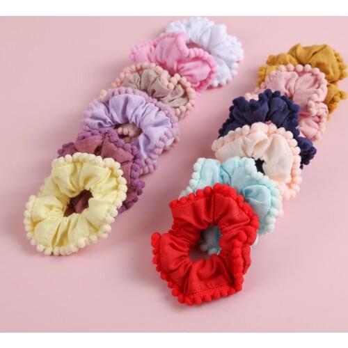 36PC/Lot Hair Accessories Ties Scrunchies Floral Cotton Girls Fashion solid Hair Rubber Pom pom Hair Rope Ties