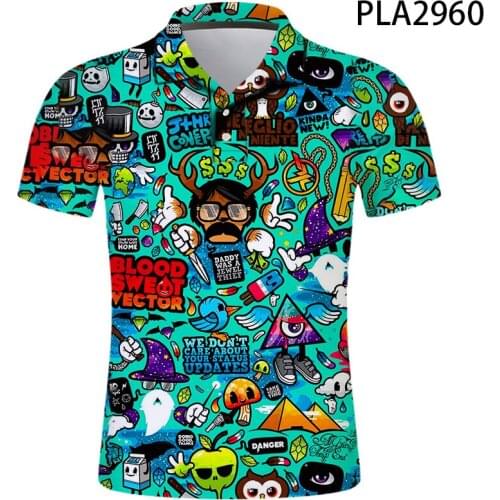 New Summer Graffiti 3D Printed Streetwear Hombre Camisas De Polo Men Fashion Casual Polo Homme Boy Short Sleeve Cool Tops