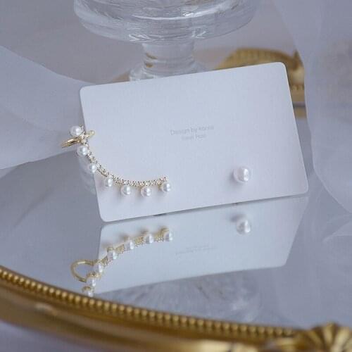 14K Real Gold Pure Pearl Stud Clip Earring Delicate Inlaid Full Zircon Wedding Earring for Bridal Engagement Birthday Gift