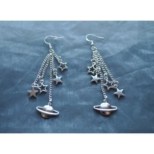 Handmade Planet & Star Earrings // Saturn Earrings // Space Earrings // Galaxy Earrings