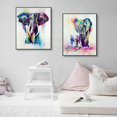 Modern Decorative Painting on the Wall Art Canvas Painting Abstract Watercolor Elephant Pictures for Living Room Decor No Frame