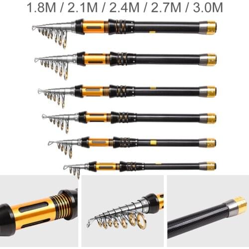 Fishing Rods 1.5m 1.8m 2.1m 2.4m 2.7m 3.0m Carbon Fiber Telescopic Fishing Rod Short Sea Rods Ultra Light Travel Spinning Lure