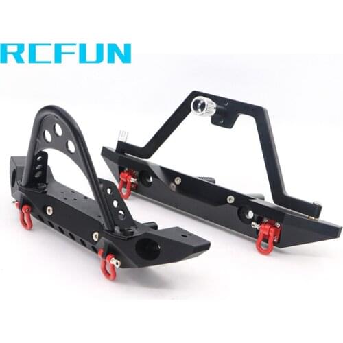 Rc RCFUN TRX-4 Universal Metal Front and Rear Bumper for 1:10 RC Crawler Car Defender Axial SCX10