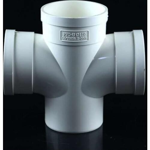 PVC Internal and external shrinkage four-way 50 110 intubation flat four-way national standard thickened drainage pipe fittings