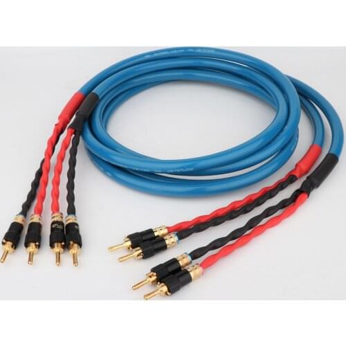 High Quality Pair LS-180 OCC Silver-Plated Speaker Cable Speaker Wire With Gold Plated Banana Plug For HiFi Systems