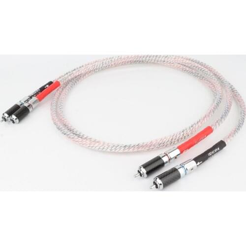 High Quality Pair Nordost Valhalla 7N silver plated audio RCA interconnect cable with Carbon fiber RCA plug connector
