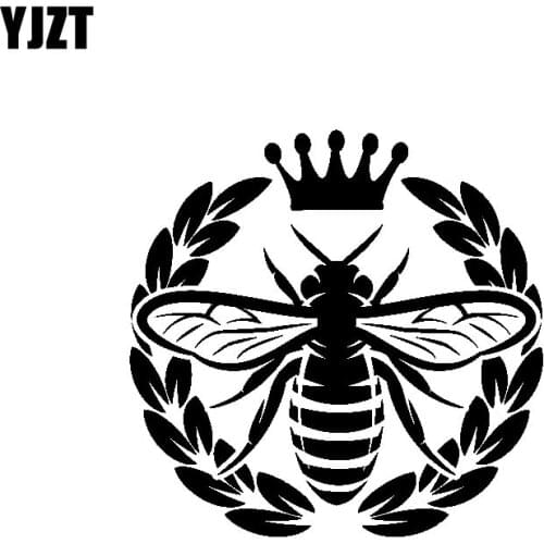 YJZT 15.4M*15.1CM Original Beautiful Delicate Artistic Insect Crown Honey Bee Vinyl Decal Cool Car Sticker Black/Silver C19-1218