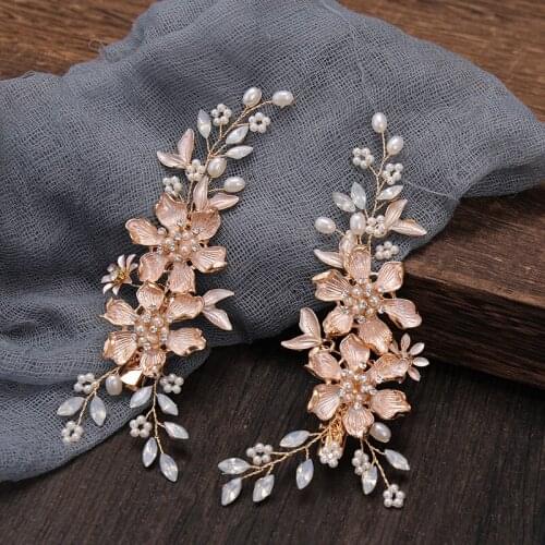 Flower Bride Hair Combs Hairpins Clips Hair Jewelry Headpieces Simulated Pearl Side Combs Bridal Wedding Hair Accessories