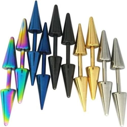 Cone Steel Gold Black Color Screw-Back Women Stud Earrings Ear Smooth Ball 316 Stainless Steel Jewelry Anti Allergy