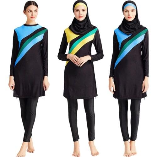 6XL Muslim Swimwear Women Modest Hijab Long Sleeve Swimsuit 3Pcs Islamic Burkini Beachwear Bathing Suit Full Cover Swim Costumes