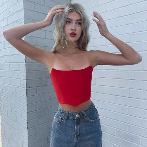 Women Casual Close-fitting Tube Tops Solid Color Boat Neck Sleeveless Crop Tops Sleeveless Versatile Fishbone Girdle