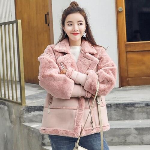 Winter Warm Women Locomotive Faux Fur Coat Luxury Design Women Clothing Female Fur Leather Overcoats Outerwear Trench Coats A158