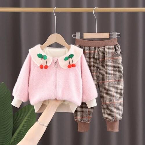 Winter Children Clothing Baby Boys Girls Thicken Hooded Jacket Pants 2Pcs/sets Kids Casual Plus Warm Cotton Sportswear 0-5 Years