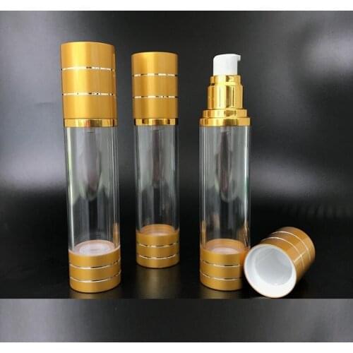 100ML gold plastic airless bottle for lotion/emulsion/serum/toner/whitening liquid essence refillable portable skin care packing