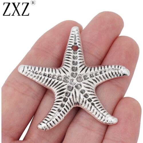 ZXZ 5pcs Large Starfish Sea Star Charms Pendants for Jewelry Making Findings 53x52mm