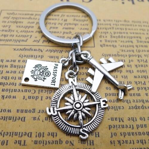 1pcs Earth Airplane Compass Keychains No Matter Where Pendant Travel Keyring Friendship Best Friend Jewelry Diy Handmade