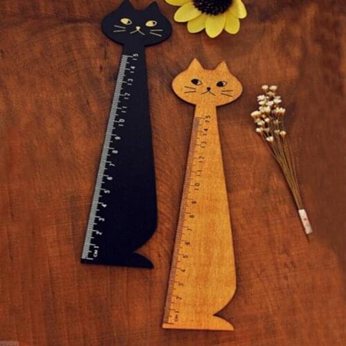 1pcs/lot Vintage Cat Wooden Ruler bookmark 15 CM wood straight ruler Students' DIY Tools Wholesale School Office Supply