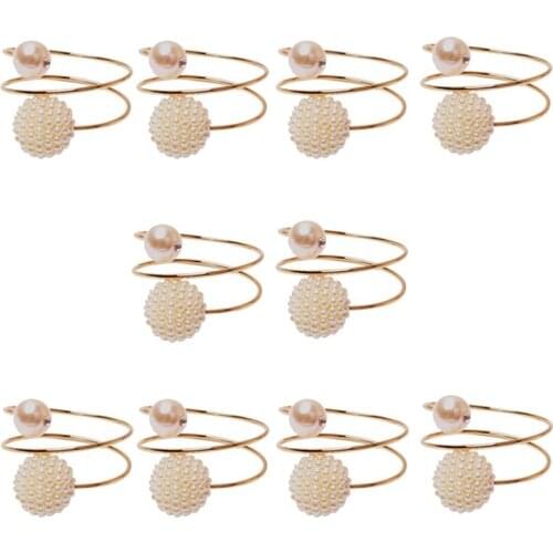 10Pcs/Lot Wedding Pearl Series Napkin Buckle Bayberry Ball Tissue Ring Napkin Ring