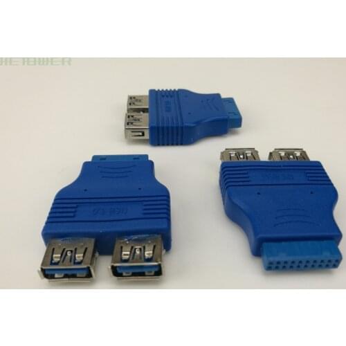300pcs/lot Dual USB 3.0 Type A Female To 20-Pin Motherboard Header Female Converter Adapter Jy23 19 Dropship