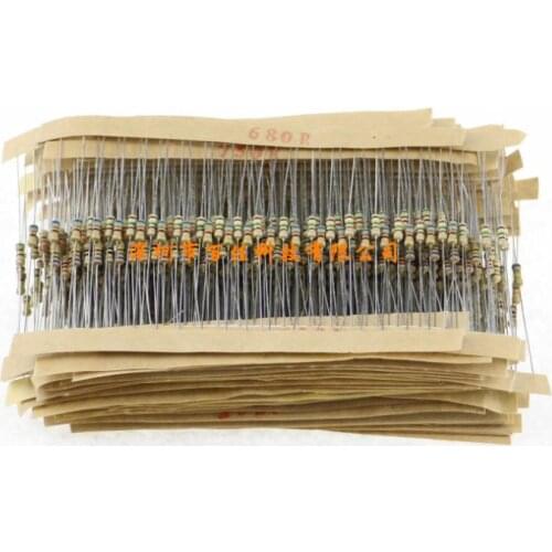 860pcs 43 kinds specifications × 20Pcs (1R - 1M)1/4W Carbon Film Resistor Pack Each 20 Accuracy 5% Element Bag
