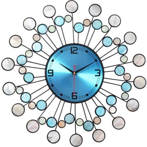 Large Art Wall Clock Modern Design Large Digital Wall Clock Wall Clock Electronic Gold Living Room Mediterranean Style Shell B75