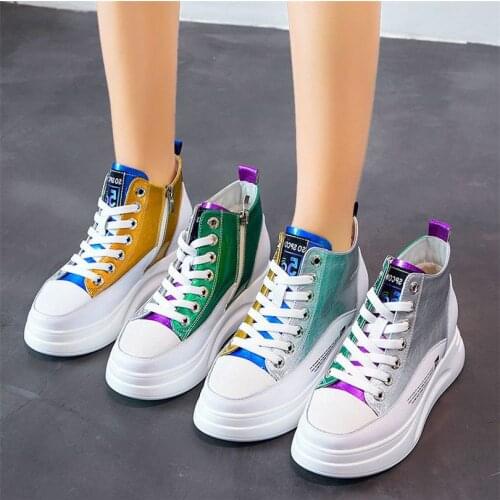 Casual Shoes Ankle Boots Women Cow Leather Fashion Sneakers Hi Top Lace Up Platform Oxfords 34 35 36 37 38 39 40