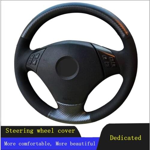 DIY Car Steering Wheel Cover Black Hand-stitched Carbon Fiber Leather For BMW E90 E91(Touring) 2005-2011 320d 325i 335i X1 E84