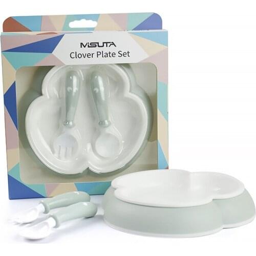 Baby Plate Spork Solid Food Tableware Set Infant Eating Bowl Training Bowl Non-Slip Detachable Baby Bowl Plate for Kids