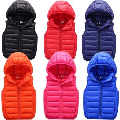 2021 Autumn Children Warm Down Vest Baby Thicken Waistcoat Kids Outerwear Winter Vest Clothing Boys Girls Hooded Jackets Vest