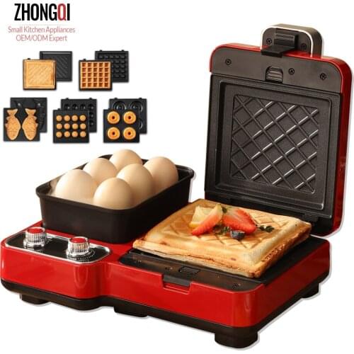 Double-side Non-stick Aluminium 6 In 1 Shape Cooks Multifunction Breakfast Electric Grill Machine Sandwich Maker