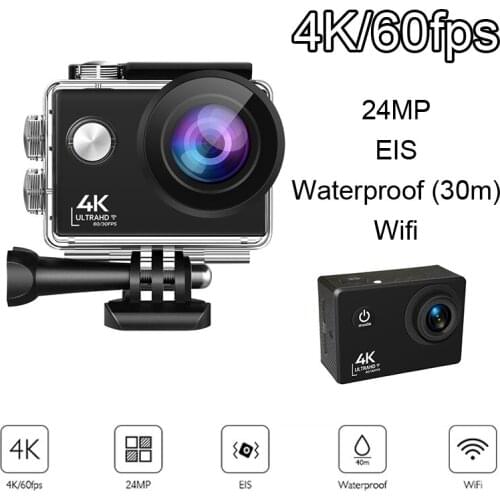 New Wifi action camera HD 4K 60fps 24MP 2.0 inch IPS screen with 170 wide-angle waterproof camera action camera camcorder