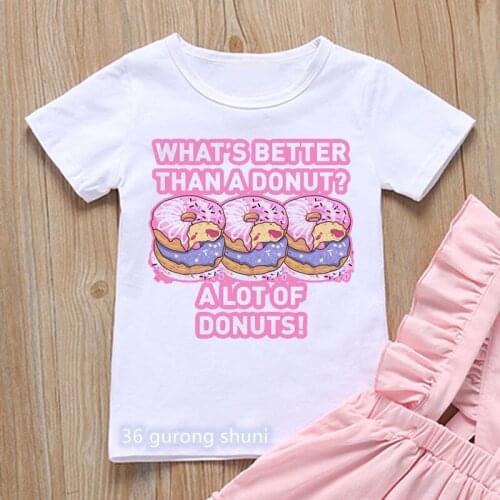 T-shirt for boys/girls funny donut cartoon print Childrens clothing tee vogue high quality girls t shirt white tops wholesale