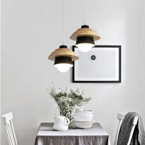 Kitchen Island Pendant Light Bar Black Pendant Lighting Bedroom Modern Lights Office Wood Lights Study Home Room Lamp Free Bulb