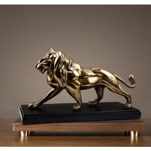 European Style Hero Lion Cast Bronze Statue Home Decoration Accessories Retro Crafts Mascot Modern Desk Statue And Sculpture Art