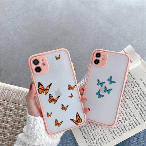 Butterfly Phone Case Matte For iPhone 12 Mini 11 Pro XR XS Max 7 8 Plus X Hard PC Back Cover