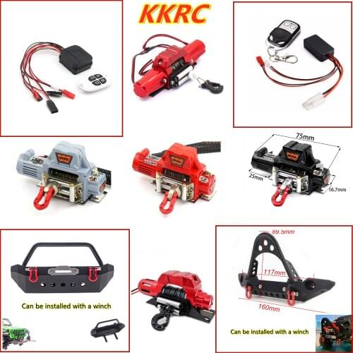 Metal Front Bumper Electric Self-rescue Winch Wireless Remote Controller Receiver For TRX4 SCX10 D90 90046 REDCAT TAMIYA