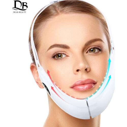 Face Lifter Lifting Belt LED Photon Therapy Face Slimming Vibration Massager V-Line Up 5 Modes Micro Current V Face Device