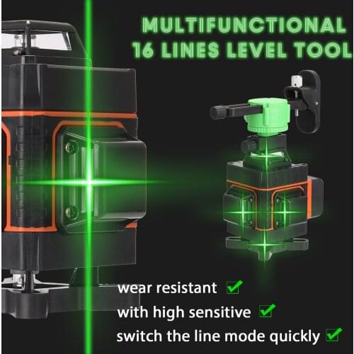 Multifunctional 16 Lines Laser Level Tool Vertical Horizontal Lines with 3° Self-leveling Function