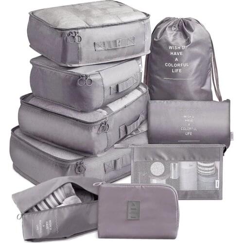 9 pieces Set Travel Organizer Storage Bags Suitcase Packing Set Storage Cases Portable Luggage Organizer Clothes Shoe Tidy Pouch