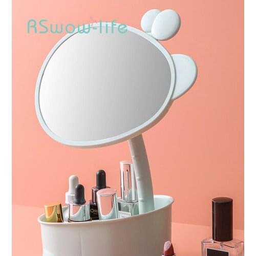 Desktop Makeup Mirror Vanity Mirror Portable Folding Small Mirror Smart Mirror Bathroom Vanity Mirrors Oval Mirror