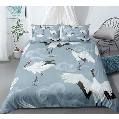 Red-crowned Series Bedding Quilt Blanket Comforter Cover Printing Single Double Queen KingPrinted sandingThree-piece suit