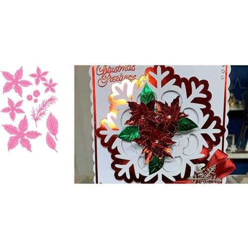Poinsettia 2021 Arrival New Metal Cutting Dies Scrapbook Diary Decoration Stencil Embossing Template Diy Greeting Card Handmade